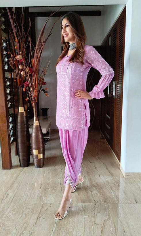 Lavender Pink Purple Chikan Set